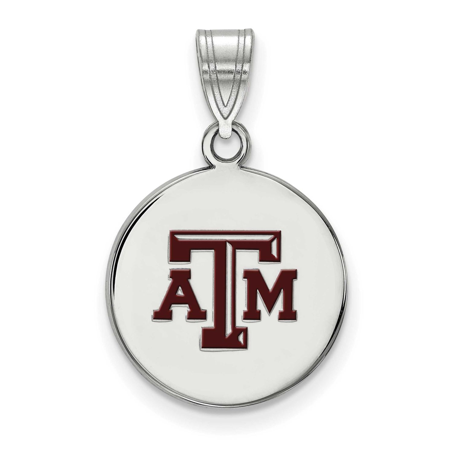 Texas A And M University T-A-M Medium Enameled Disc Pendant Sterling Silver Rhodium-plated SS034TAM…