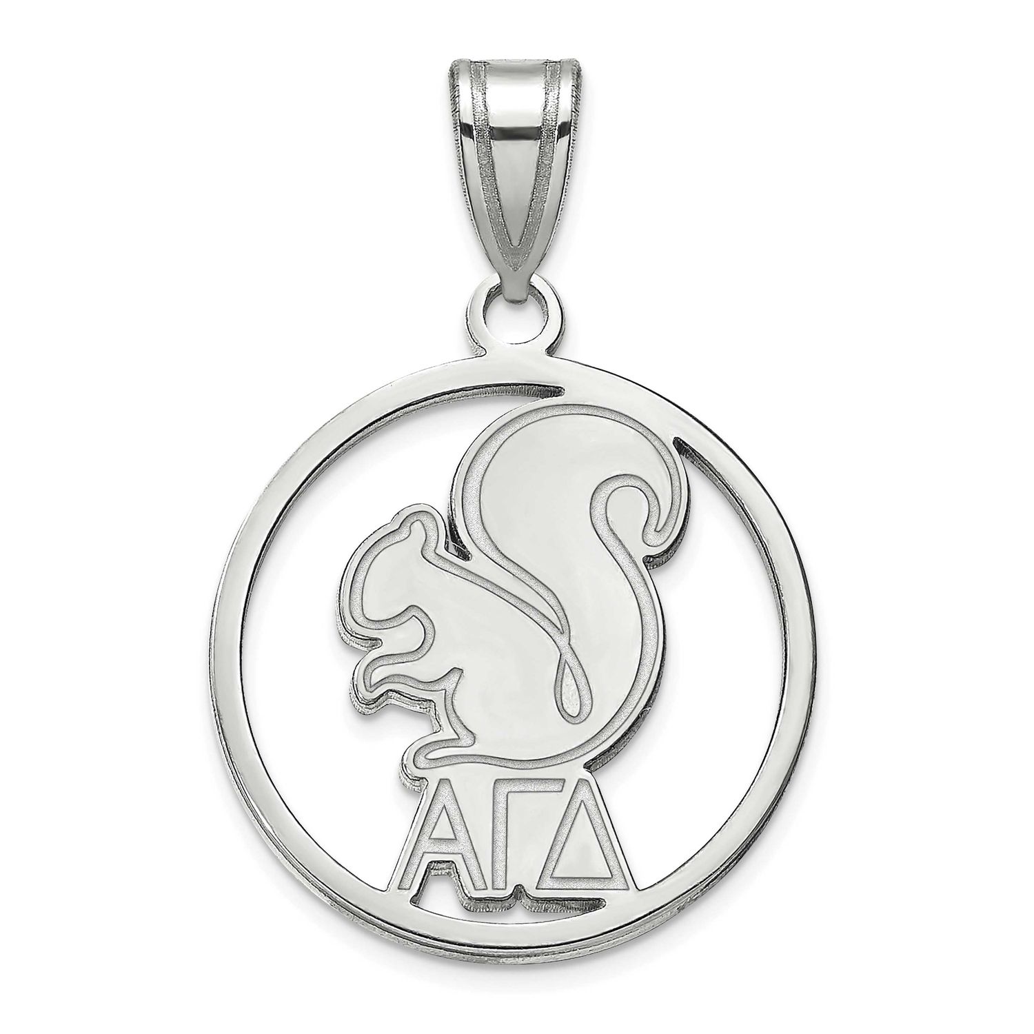 Alpha Gamma Delta Small Circle Pendant Sterling Silver Rhodium-plated SS041AGD, UPC: 886774608624