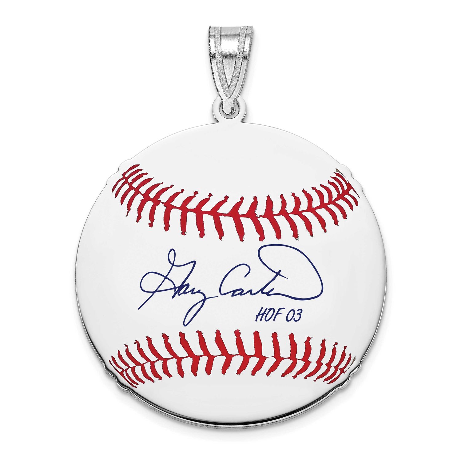 Gary Carter Hall of Fame Signature Medium Epoxy Baseball Pendant Sterling Silver SSHF10GC03, UPC: