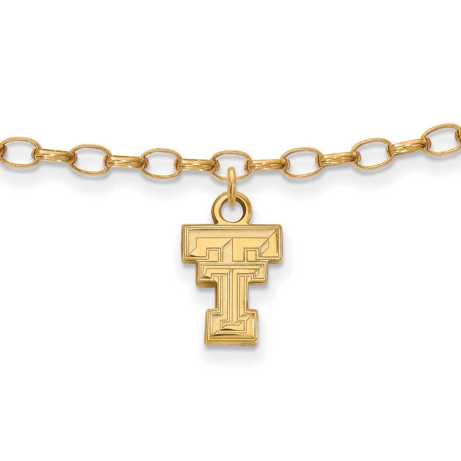 Texas Tech University T-T 9 Inch Anklet Gold-plated Sterling Silver GP030TXT, UPC: 886774933788