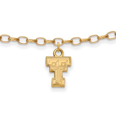 Texas Tech University T-T 9 Inch Anklet Gold-plated Sterling Silver GP030TXT, UPC: 886774933788