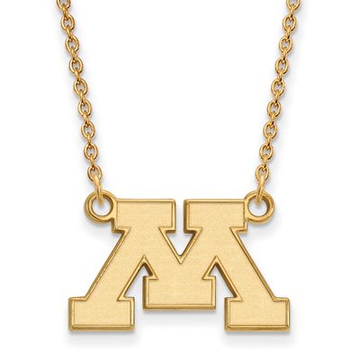 University of Minnesota Letter M Small Pendant 18 Inch Necklace Gold-plated Sterling Silver GP011UM…