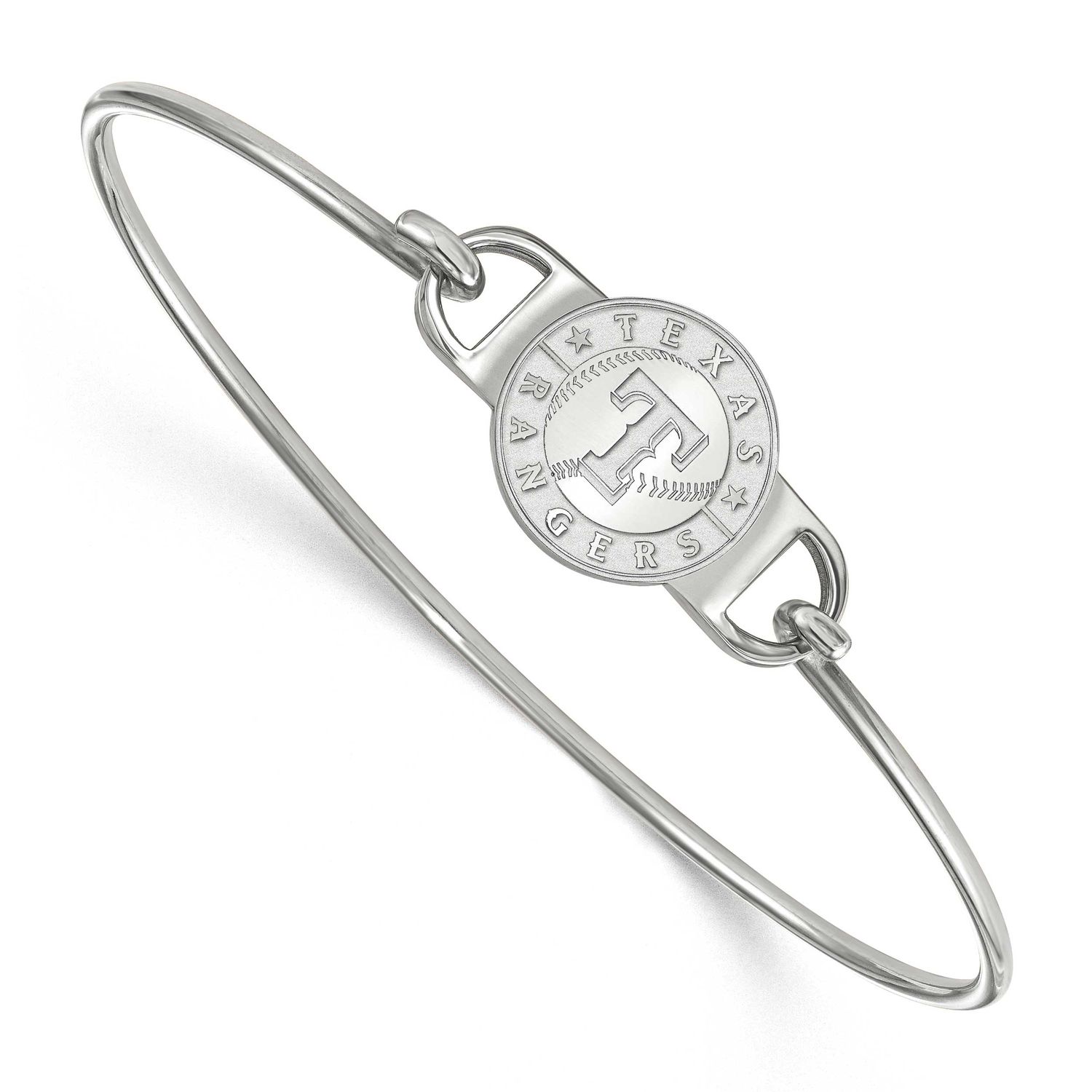 MLB Texas Rangers Small Center 6 Inch Wire Bangle Sterling Silver Rhodium-plated SS007RAN-7, UPC: 8…