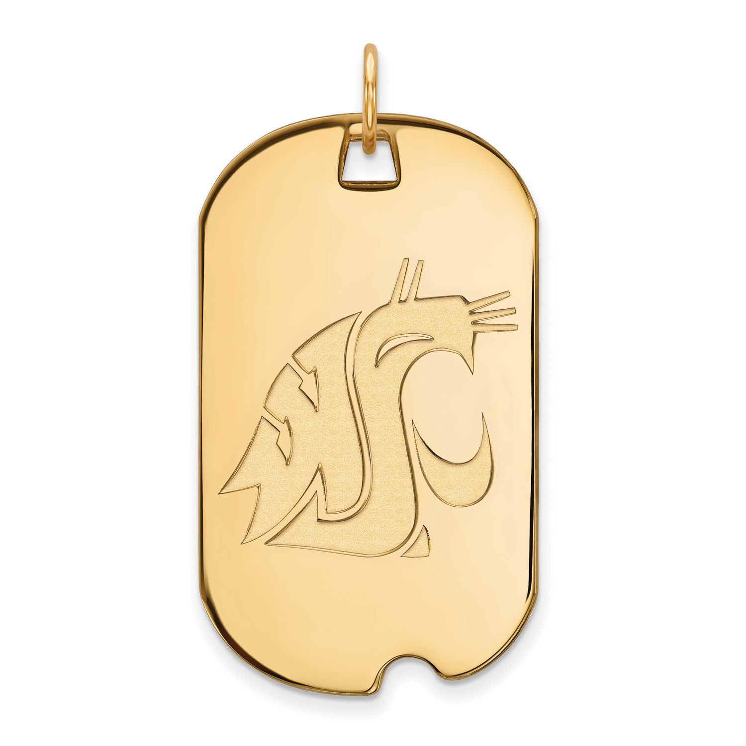 Washington State University Cougar Large Dog Tag Pendant Gold-plated Sterling Silver GP021WAS, UPC:…