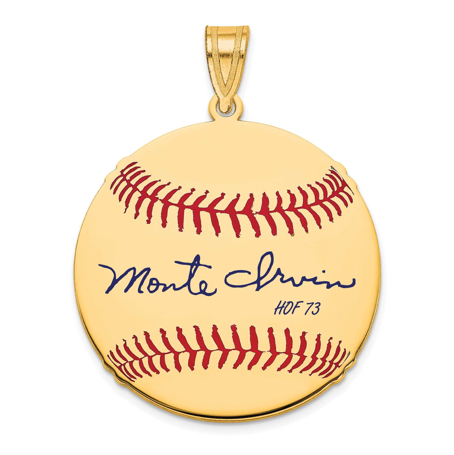 Monte Irvin Hall of Fame Signature Medium Epoxy Baseball Pendant Gold-plated Sterling Silver GPHF10…