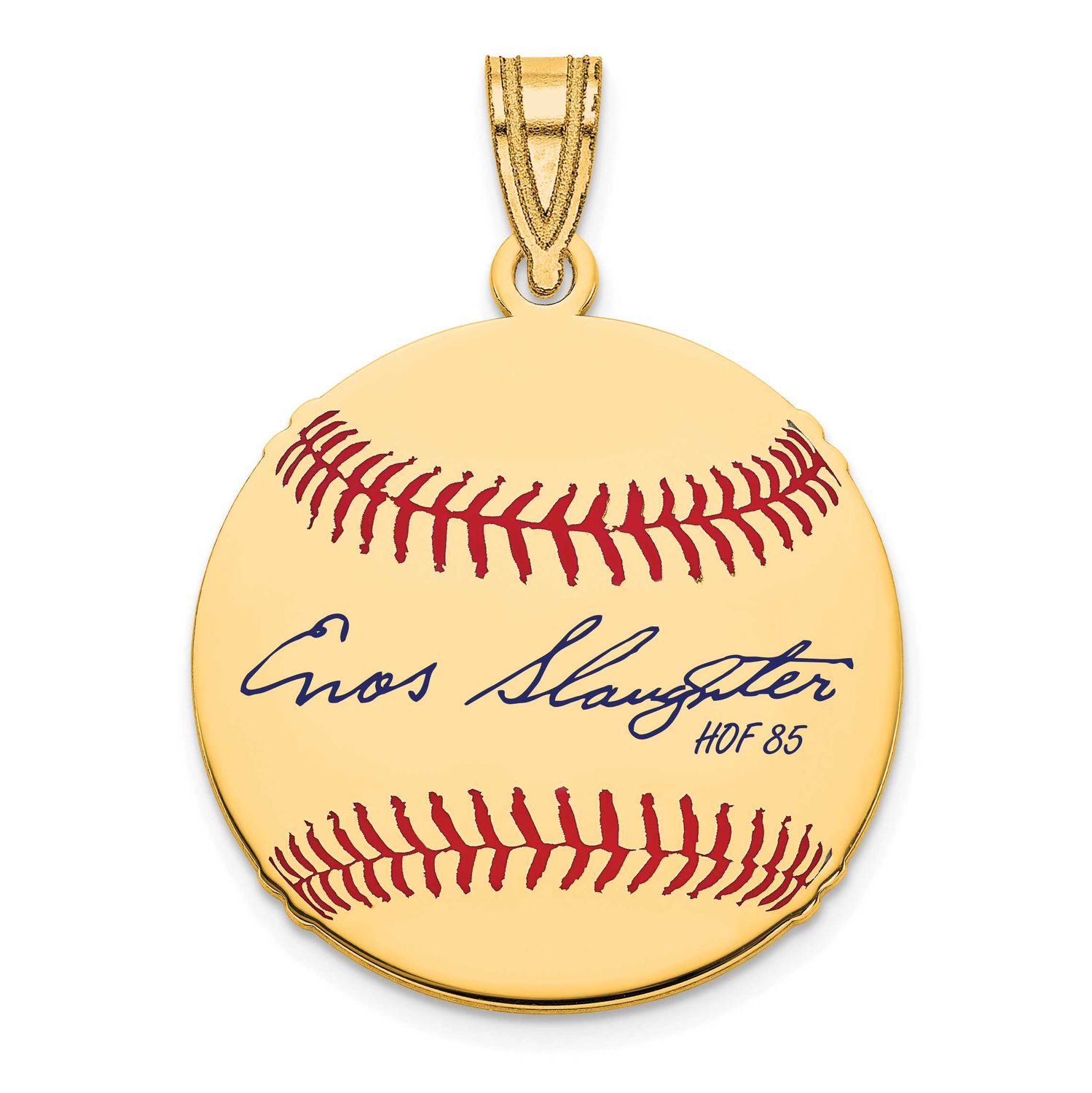 Enos Slaughter Hall of Fame Signature Small Epoxy Baseball Pendant 14k Gold 4YHF11ES85, UPC: