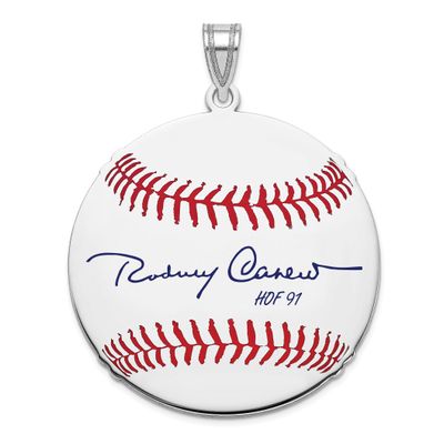 Rod Carew Hall of Fame Signature Large Epoxy Baseball Pendant Sterling Silver SSHF02RC91, UPC: