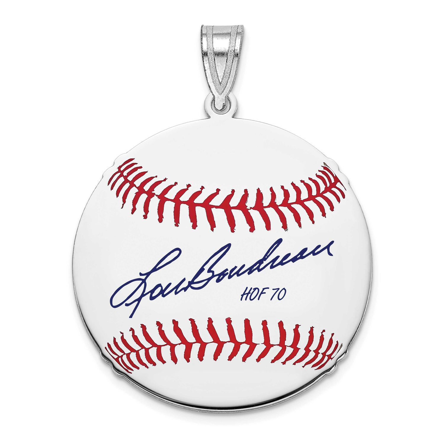 Lou Boudreau Hall of Fame Signature Medium Epoxy Baseball Pendant Sterling Silver SSHF10LB70, UPC: