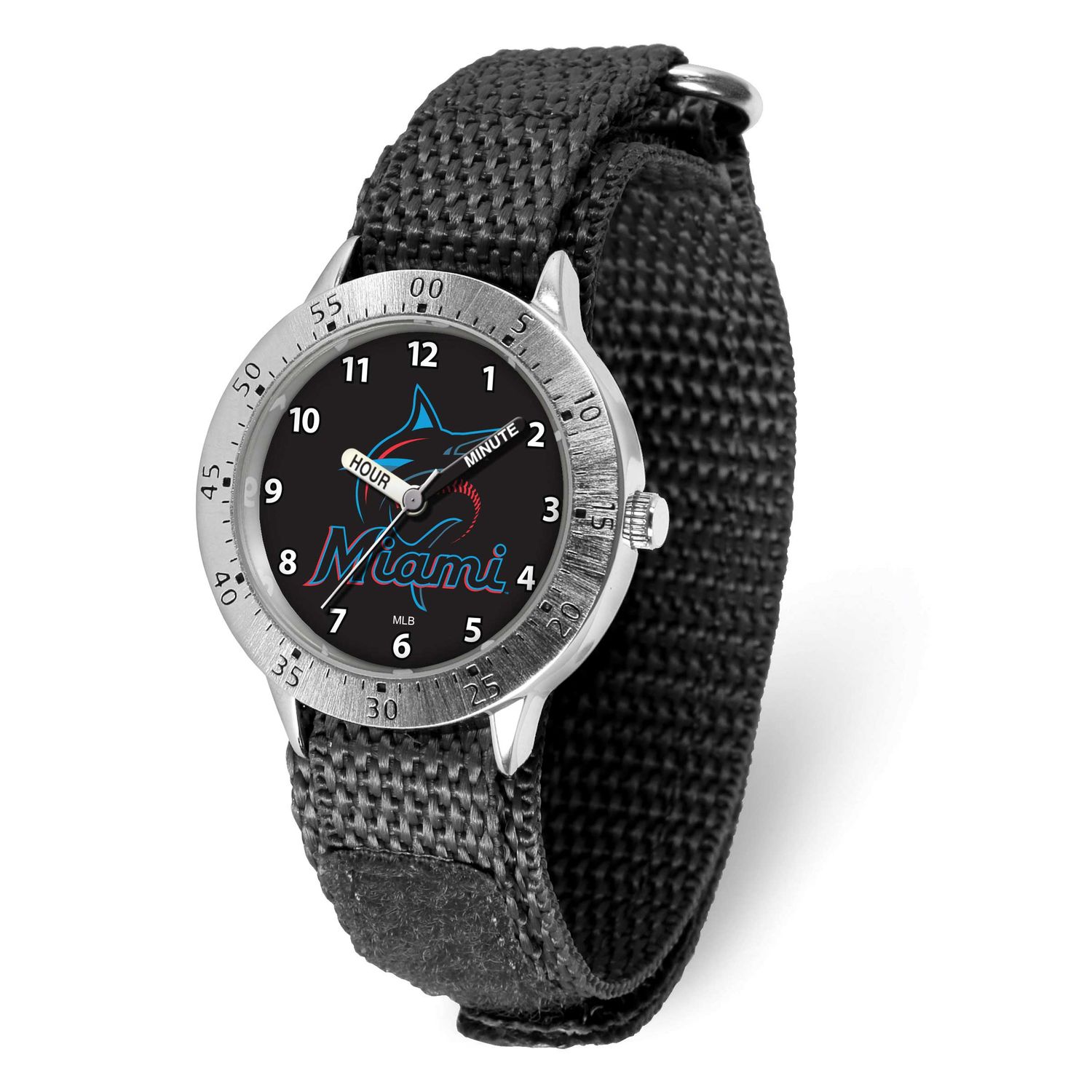 MLB Miami Marlins Youth Tailgater Nylon Strap Quartz Time Teaching Watch Gametime XWM3220, UPC: 826…