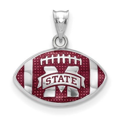 Mississippi State Univ. Enameled Football Pendant Sterling Silver SS508MSS, UPC: 634401431509