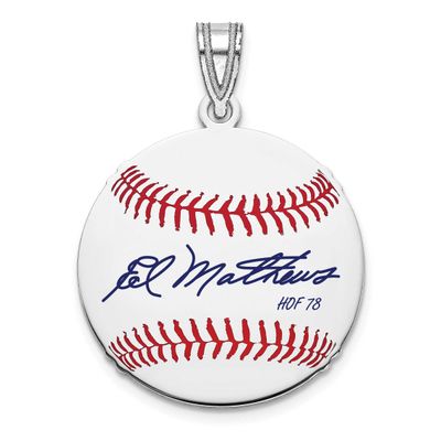 Eddie Mathews Hall of Fame Signature Small Epoxy Baseball Pendant Sterling Silver SSHF11EM78, UPC: