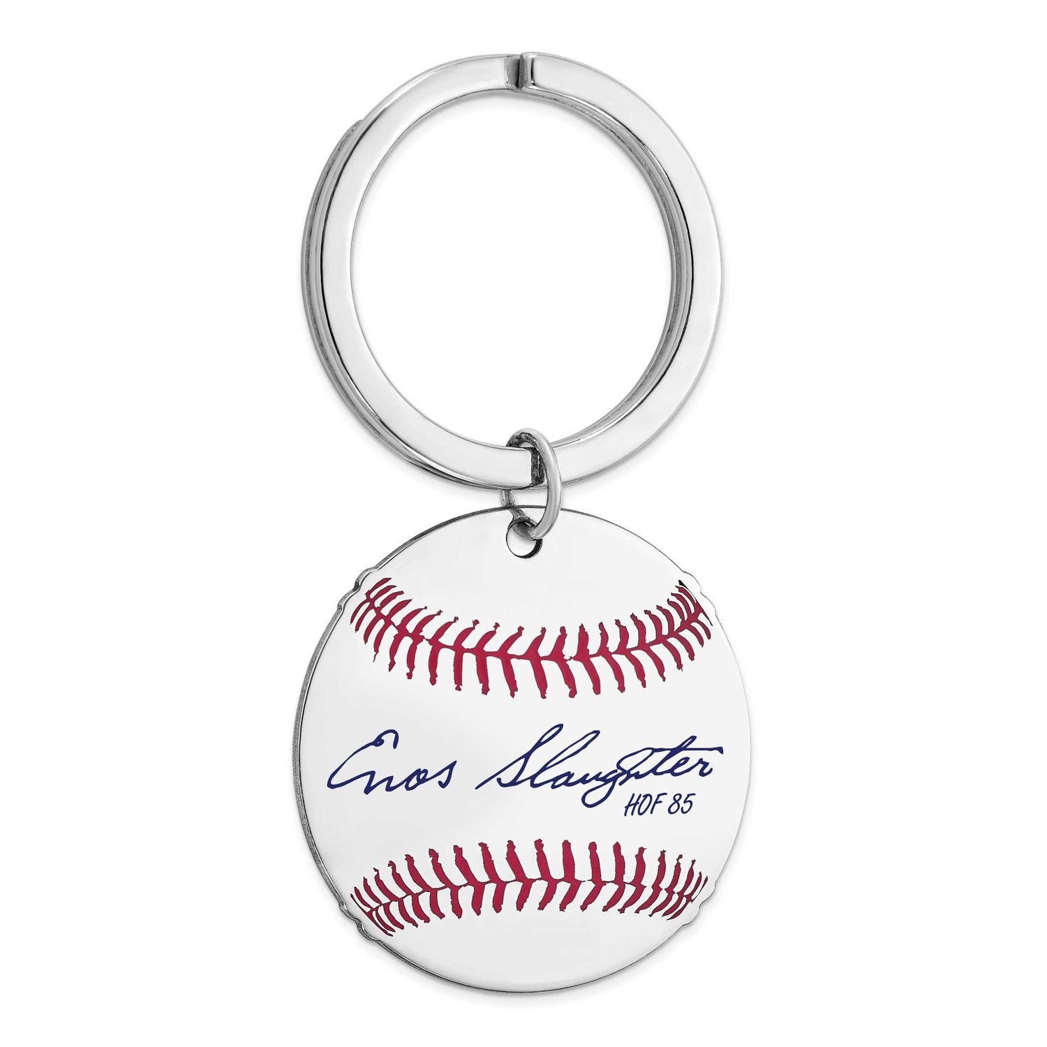 Enos Slaughter Hall of Fame Signature Epoxy Baseball Keychain Sterling Silver SSHF03ES85, UPC: