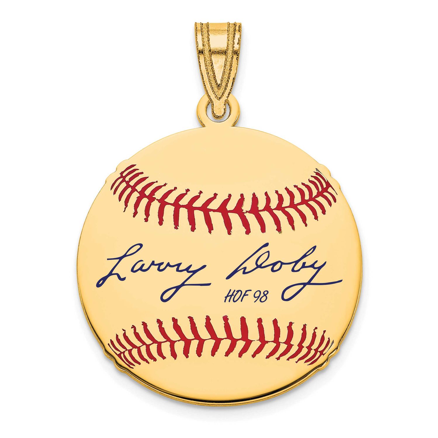 Larry Doby Hall of Fame Signature Small Epoxy Baseball Pendant 14k Gold 4YHF11LD98, UPC: