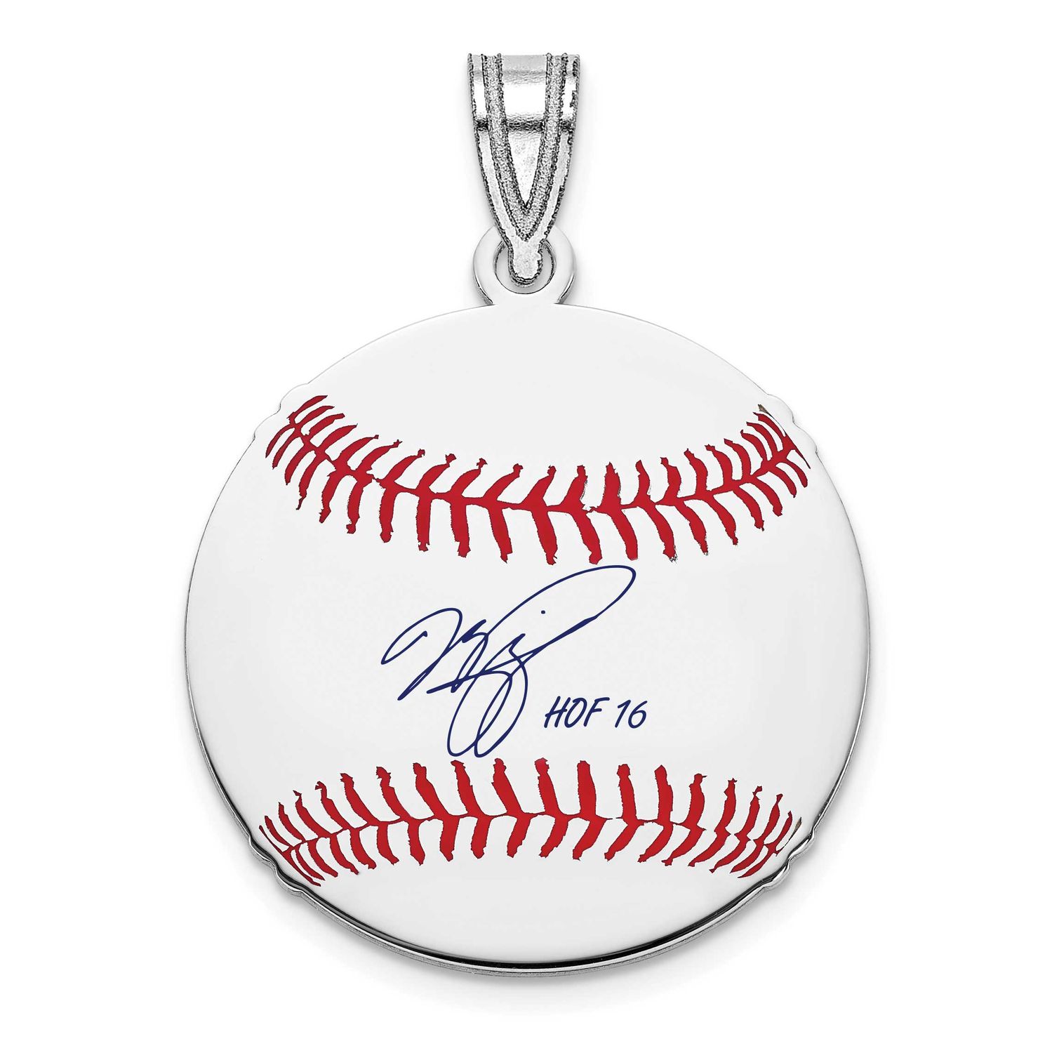 Mike Piazza Hall of Fame Signature Small Epoxy Baseball Pendant Sterling Silver SSHF11MP16, UPC: