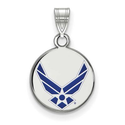 U.S. Air Force Small Enameled Disc Pendant Sterling Silver Rhodium-plated SS029USAF, UPC: 191101215…
