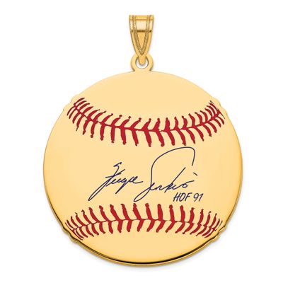 Fergie Jenkins Hall of Fame Signature Large Epoxy Baseball Pendant Gold-plated Sterling Silver GPHF…