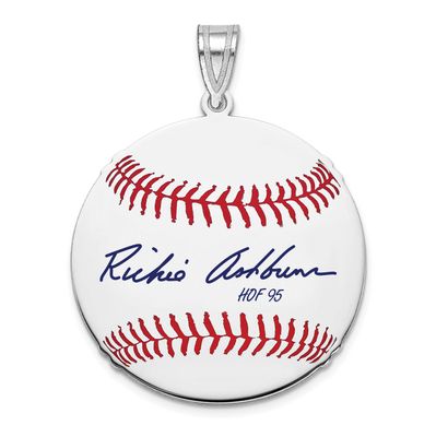Richie Ashburn Hall of Fame Signature Medium Epoxy Baseball Pendant Sterling Silver SSHF10RA95, UPC: