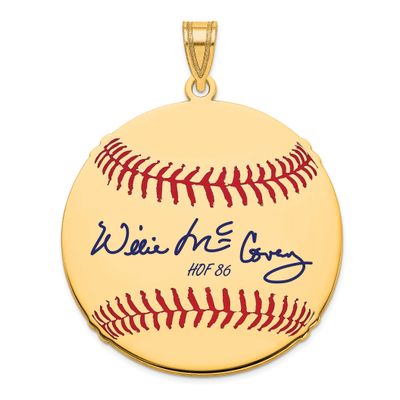 Willie Mccovey Hall of Fame Signature Large Epoxy Baseball Pendant 14k Gold 4YHF02WM86, UPC: