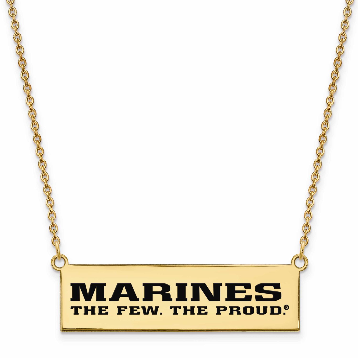 U.S. Marine Corps Epoxied The Few. The Proud. Bar Necklace Gold-plated Sterling Silver GP028USMC-18…