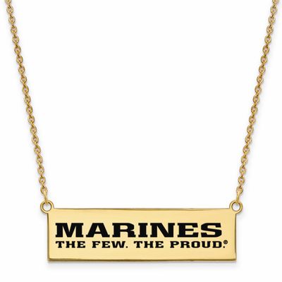 U.S. Marine Corps Epoxied The Few. The Proud. Bar Necklace Gold-plated Sterling Silver GP028USMC-18…
