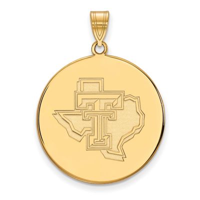 Texas Tech University State Outline Extra Large Disc Pendant Gold-plated Sterling Silver GP077TXT, …