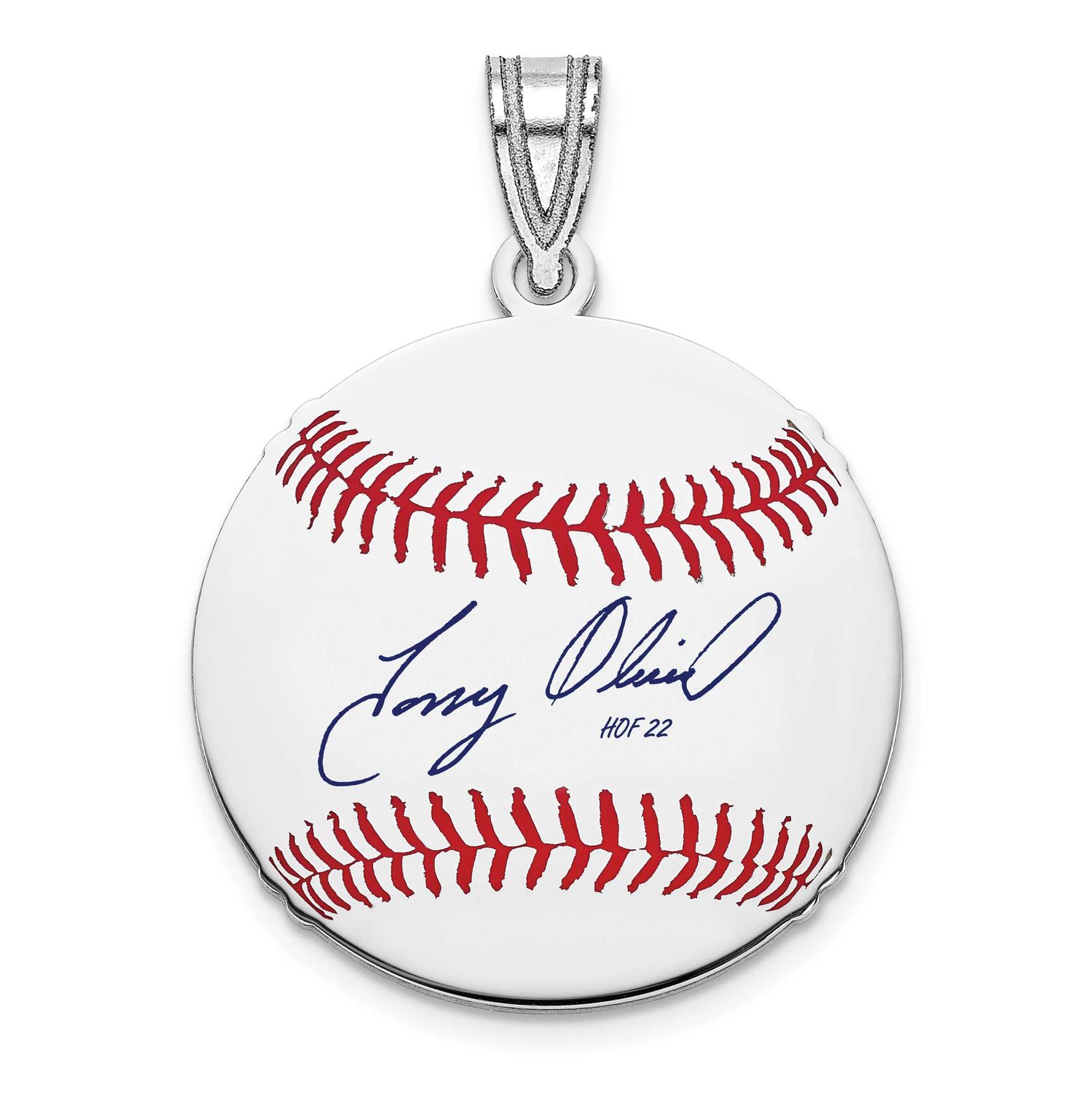 Tony Oliva Hall of Fame Signature Small Epoxy Baseball Pendant Sterling Silver SSHF11TO22, UPC: