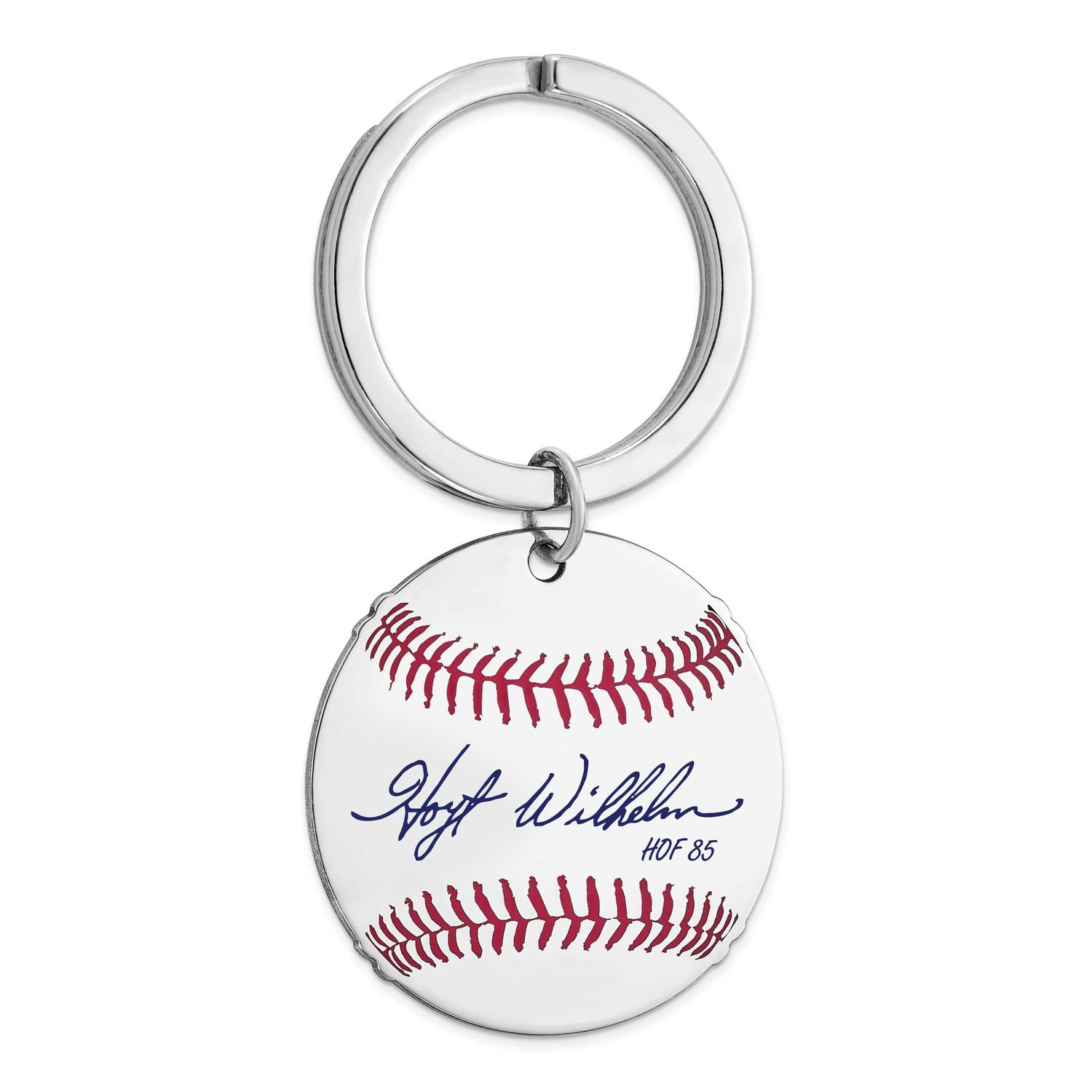 Hoyt Wilhelm Hall of Fame Signature Epoxy Baseball Keychain Sterling Silver SSHF03HW85, UPC: