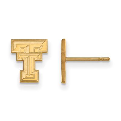 Texas Tech University T-T Extra Small Post Earrings Gold-plated Sterling Silver GP008TXT, UPC: 8867…