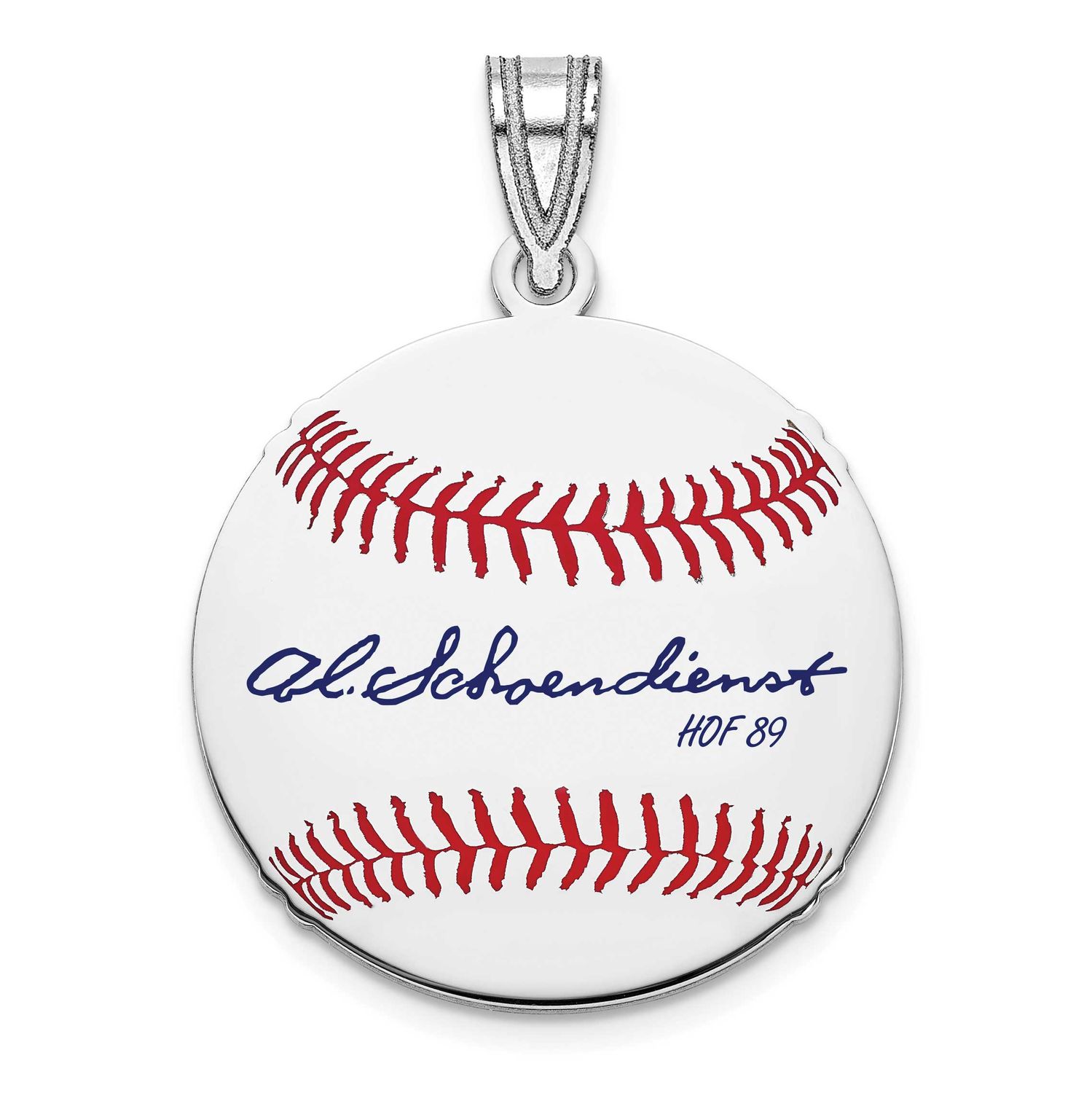 Red Schoendienst Hall of Fame Signature Small Epoxy Baseball Pendant Sterling Silver SSHF11RS89, UP…