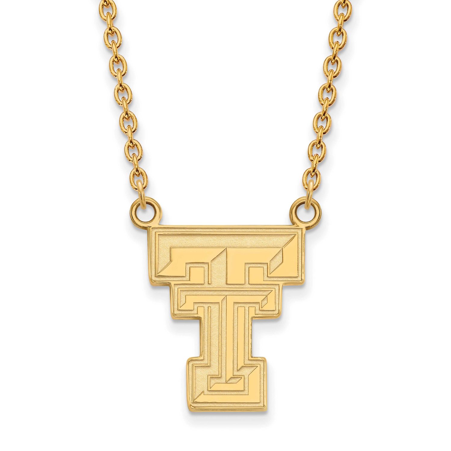 Texas Tech University T-T Large Pendant 18 Inch Necklace Gold-plated Sterling Silver GP016TXT-18, U…