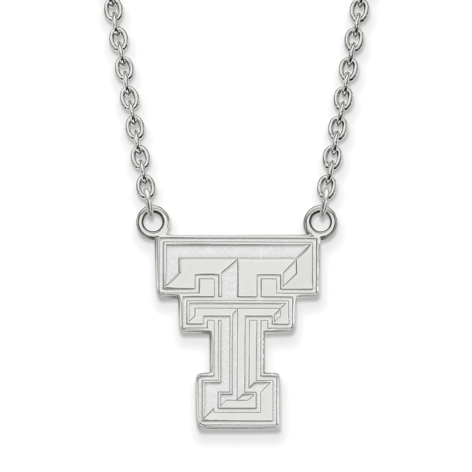 Texas Tech University T-T Large Pendant 18 Inch Necklace Sterling Silver Rhodium-plated SS016TXT-18…