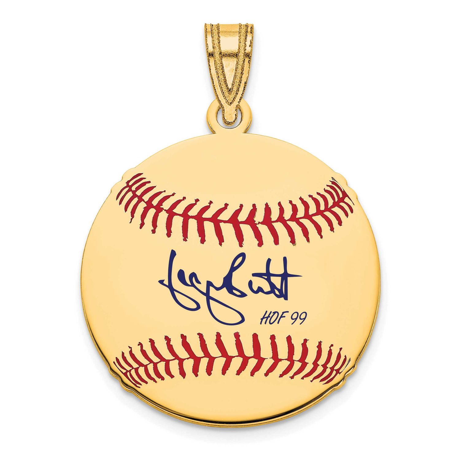 George Brett Hall of Fame Signature Small Epoxy Baseball Pendant Gold-plated Sterling Silver GPHF11…