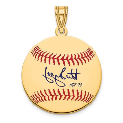 George Brett Hall of Fame Signature Small Epoxy Baseball Pendant Gold-plated Sterling Silver GPHF11…