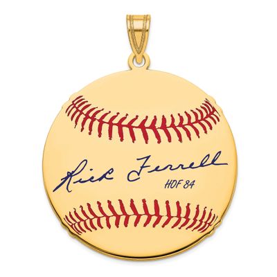 Rick Ferrell Hall of Fame Signature Large Epoxy Baseball Pendant Gold-plated Sterling Silver GPHF02…