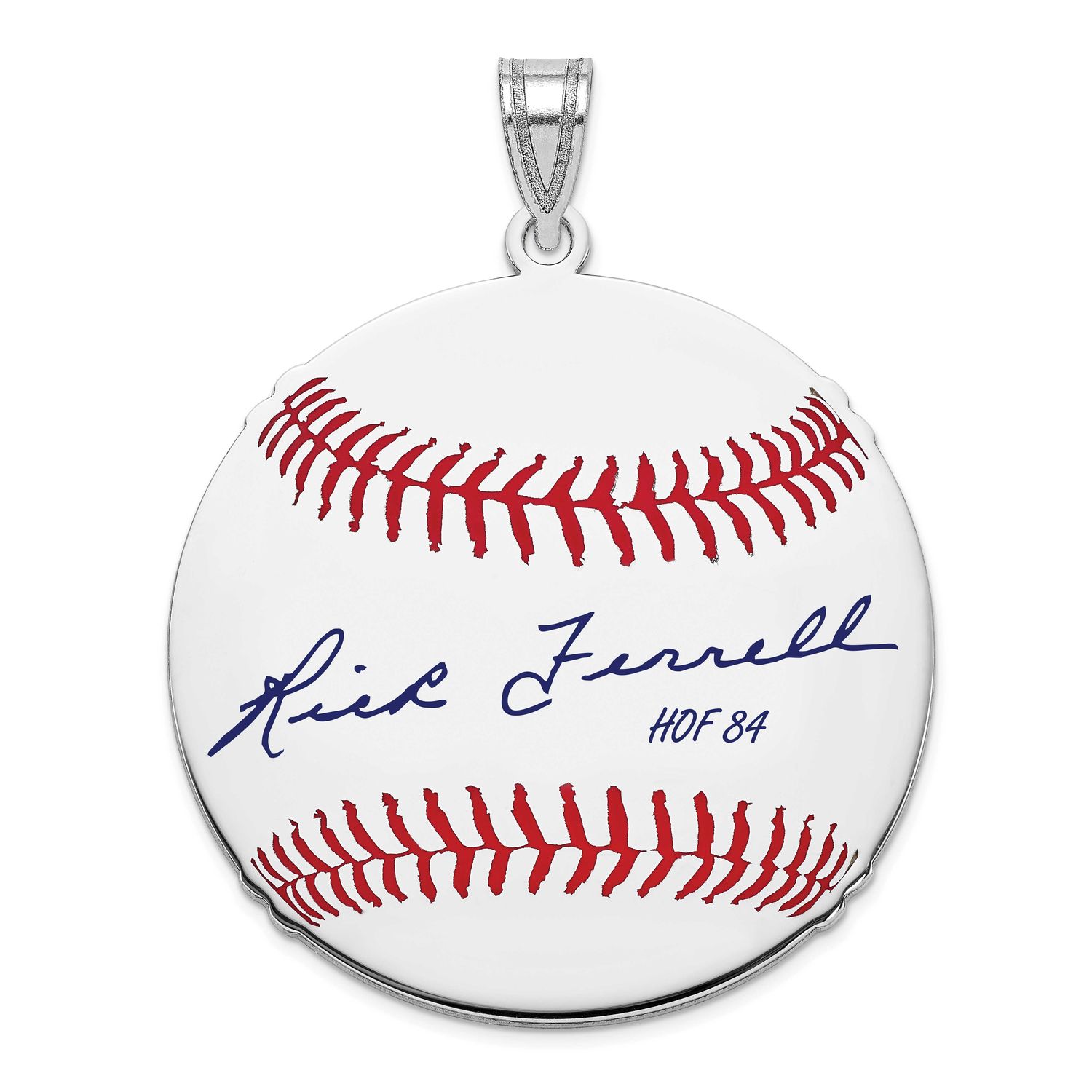 Rick Ferrell Hall of Fame Signature Large Epoxy Baseball Pendant Sterling Silver SSHF02RF84, UPC: