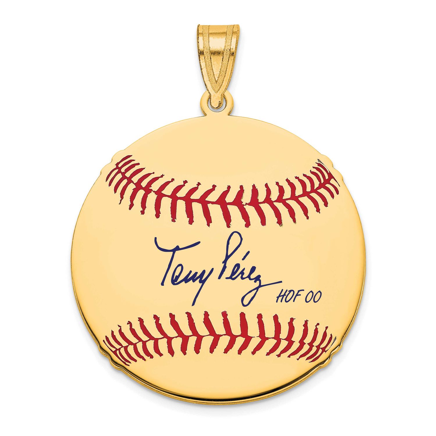 Tony Pcrez Hall of Fame Signature Medium Epoxy Baseball Pendant 10k Gold 1YHF10TP00, UPC: