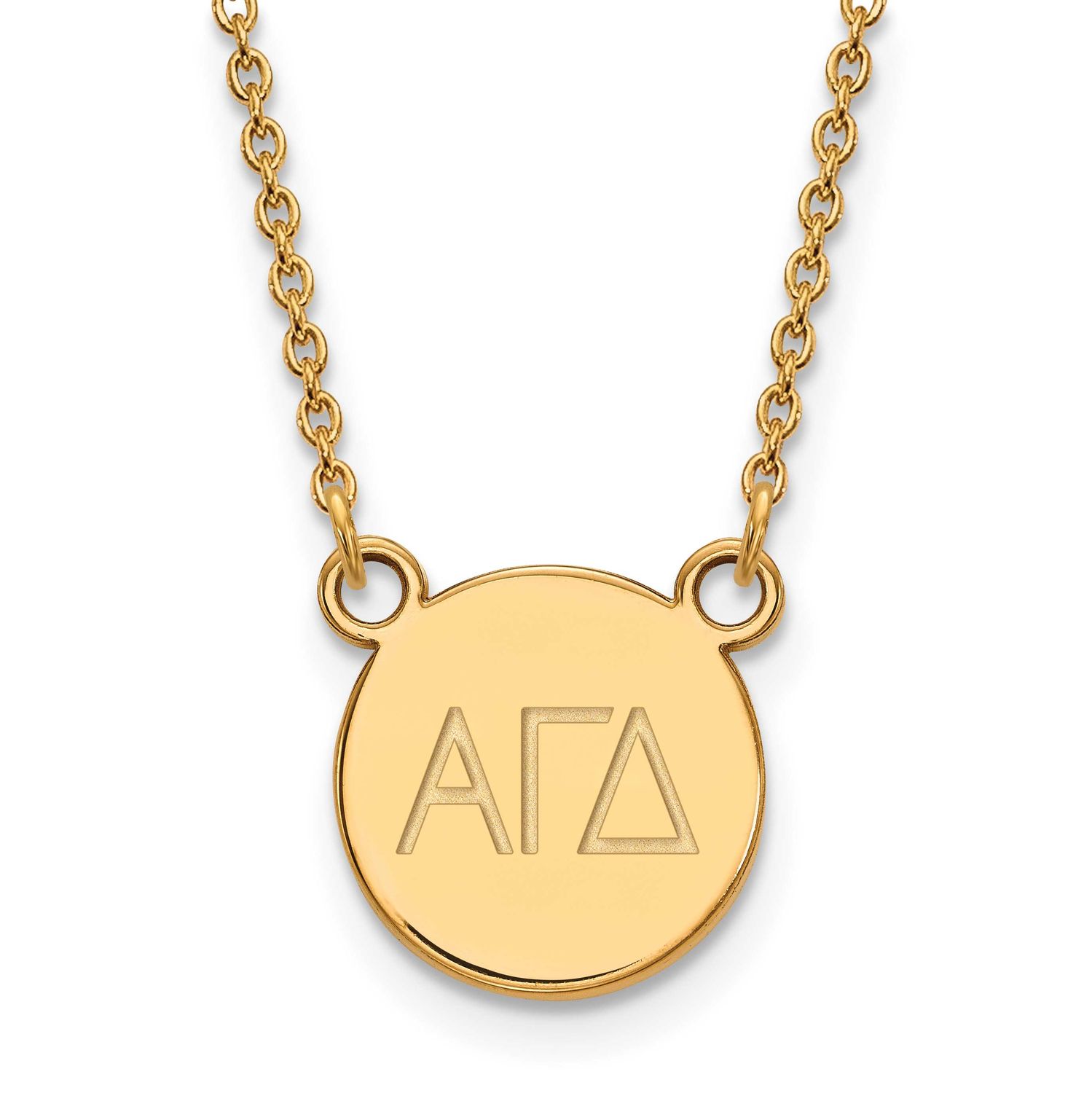 Alpha Gamma Delta Sm Enl Pend with Necklace Gold-plated Sterling Silver GP016AGD-18, UPC: 886774919…