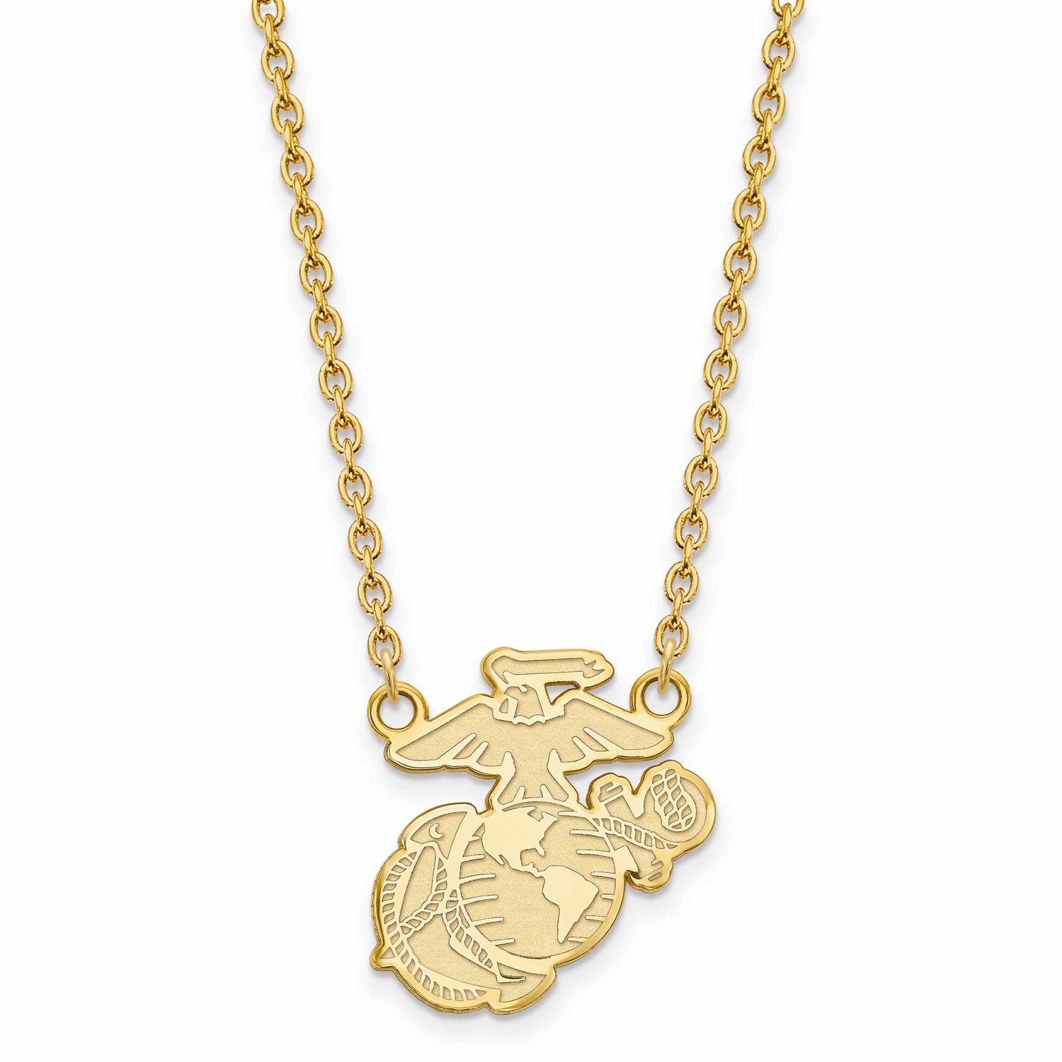 U.S. Marine Corps Split Chain Pendant Gold-plated Sterling Silver GP012USMC-18, UPC: 191101485022