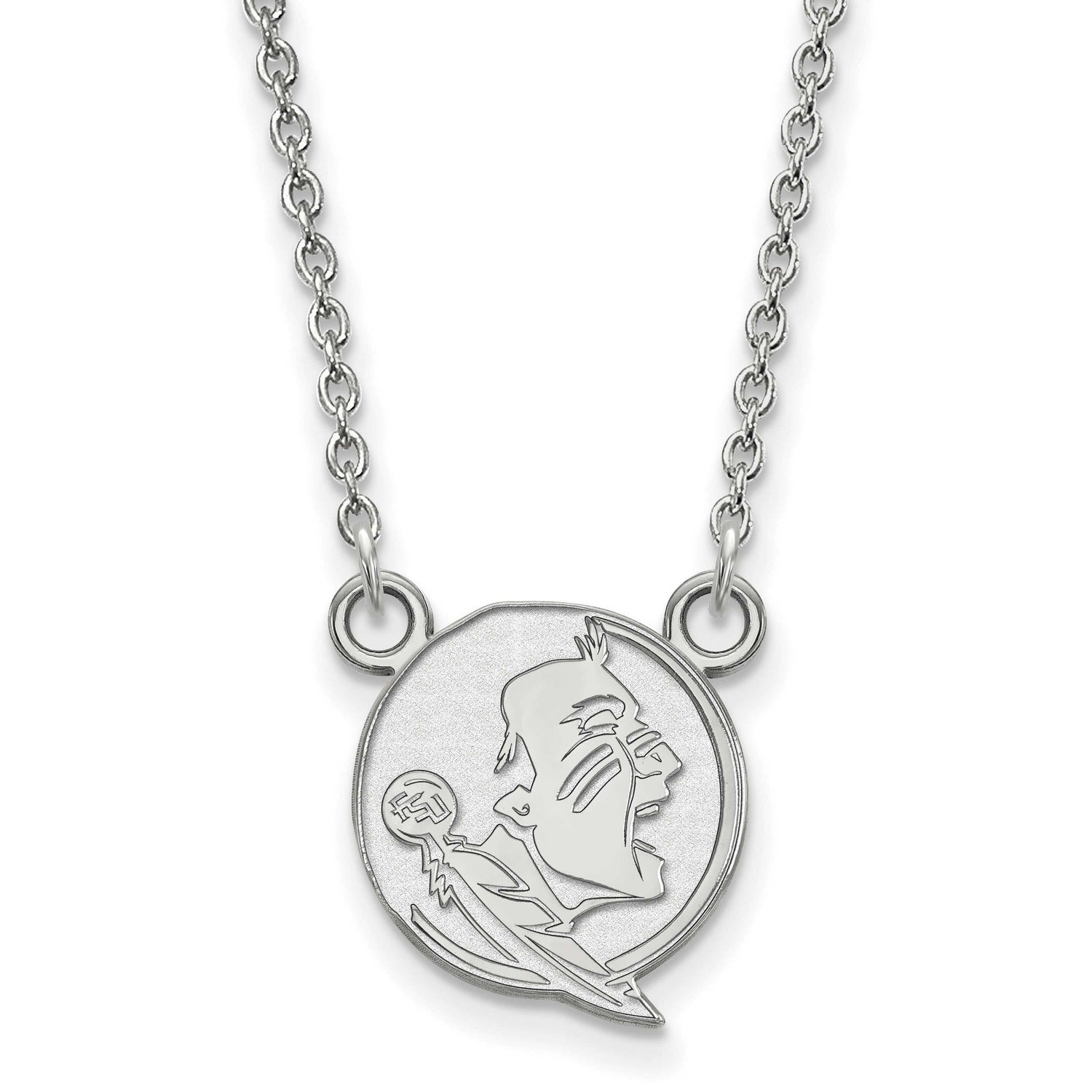 Florida State University Small Pendant with Necklace 10k White Gold 1W054FSU-18, UPC: 886774790367