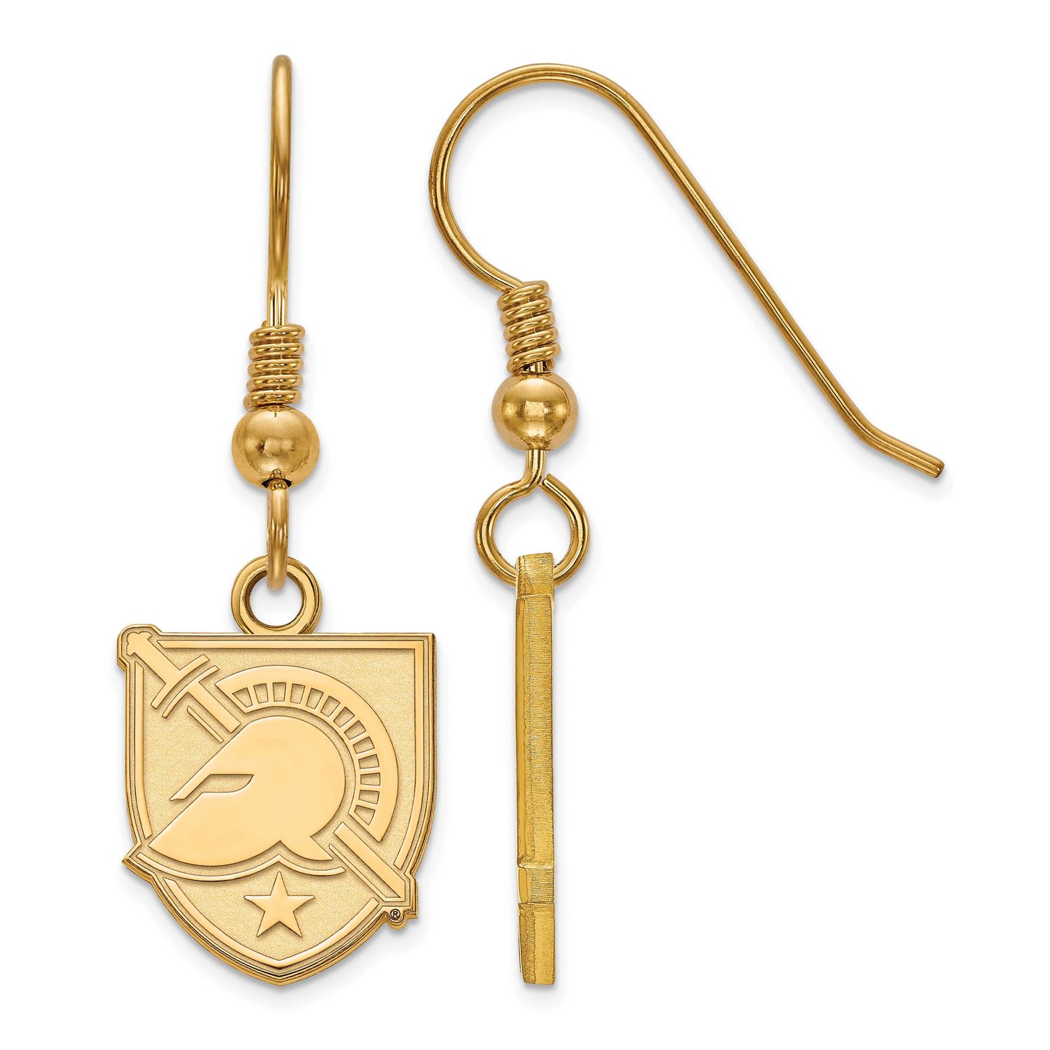 U.S. Military Academy Letter A Small Dangle Wire Earrings Gold-plated Sterling Silver GP006USMA, UP…