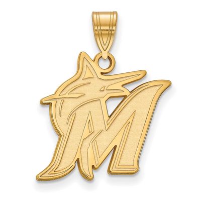 MLB Miami Marlins Letter M And Marlin Large Pendant 10k Gold 1Y004MIN, UPC: 886774801186