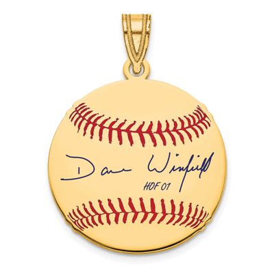 Dave Winfield Hall of Fame Signature Small Epoxy Baseball Pendant Gold-plated Sterling Silver GPHF1…