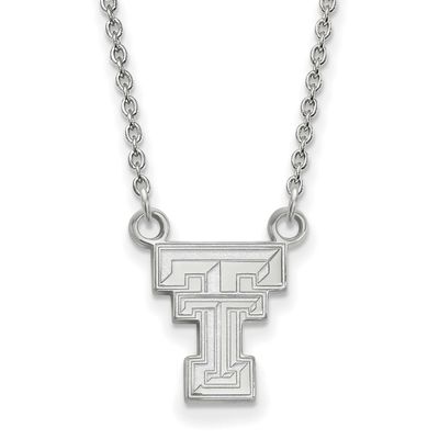Texas Tech University T-T Small Pendant 18 Inch Necklace 14k White Gold 4W015TXT-18, UPC: 886774840…