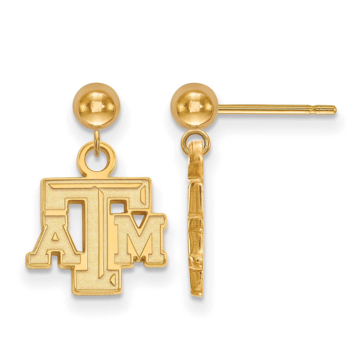 Texas A And M University T-A-M Dangle Ball Post Earrings 14k Gold 4Y008TAM, UPC: 886774867632