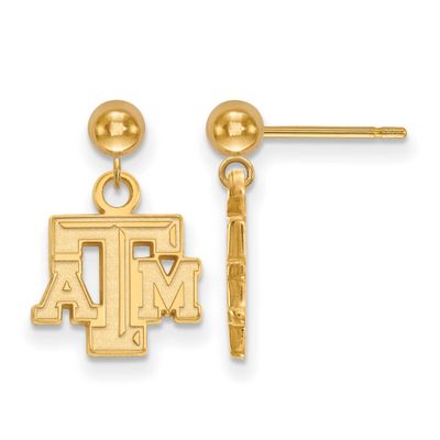 Texas A And M University T-A-M Dangle Ball Post Earrings 14k Gold 4Y008TAM, UPC: 886774867632