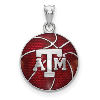 Texas A And M University Domed Enameled Basketball Pendant Sterling Silver Rhodium-plated SS509TAM,…
