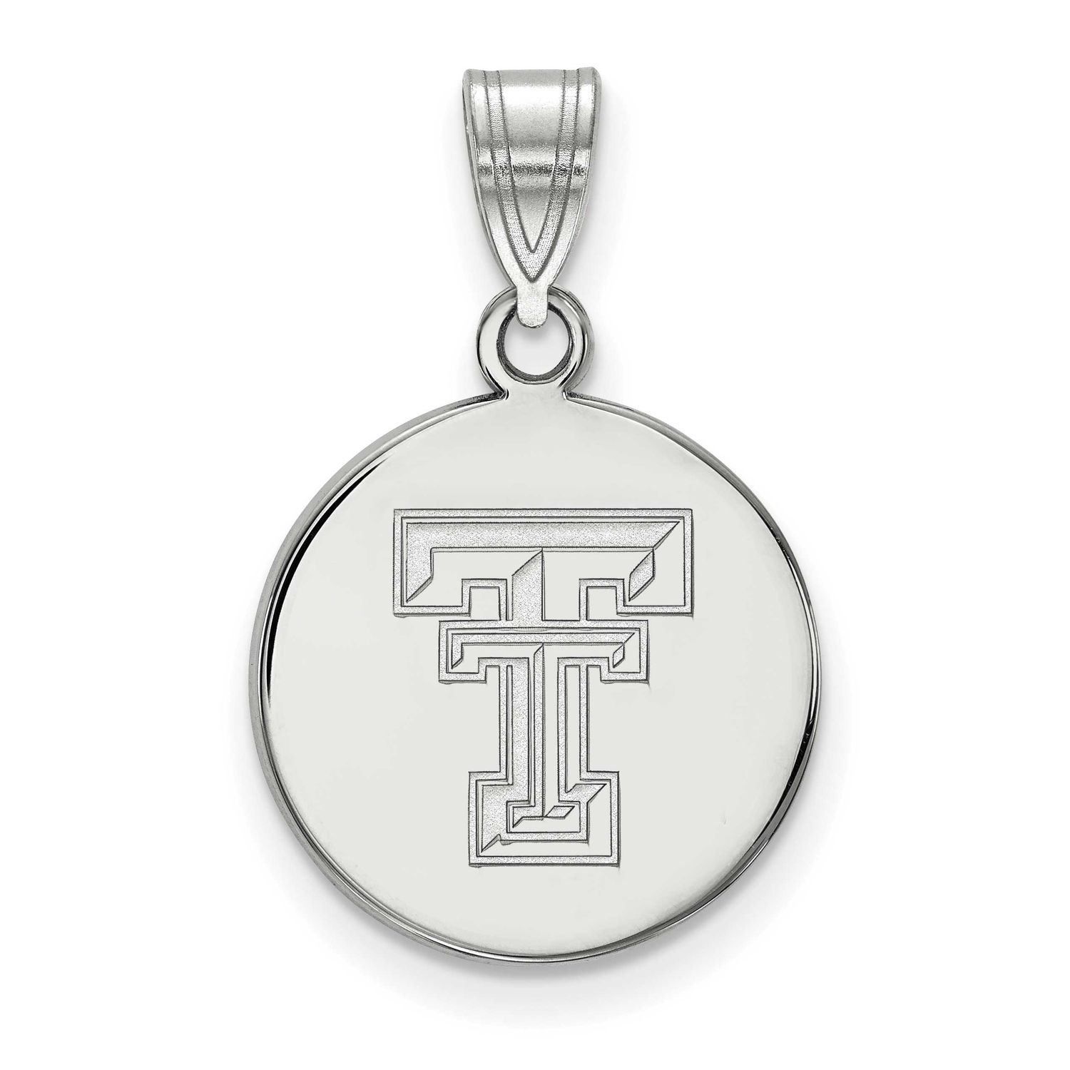 Texas Tech University T-T Medium Disc Pendant 10k White Gold 1W039TXT, UPC: 886774786889