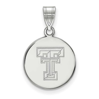 Texas Tech University T-T Medium Disc Pendant 10k White Gold 1W039TXT, UPC: 886774786889
