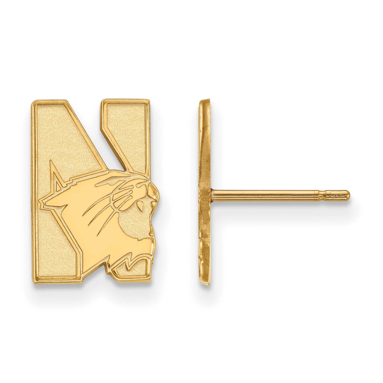 Northwestern University Small Post Earrings Gold-plated Sterling Silver GP004NWU, UPC: 886774898582