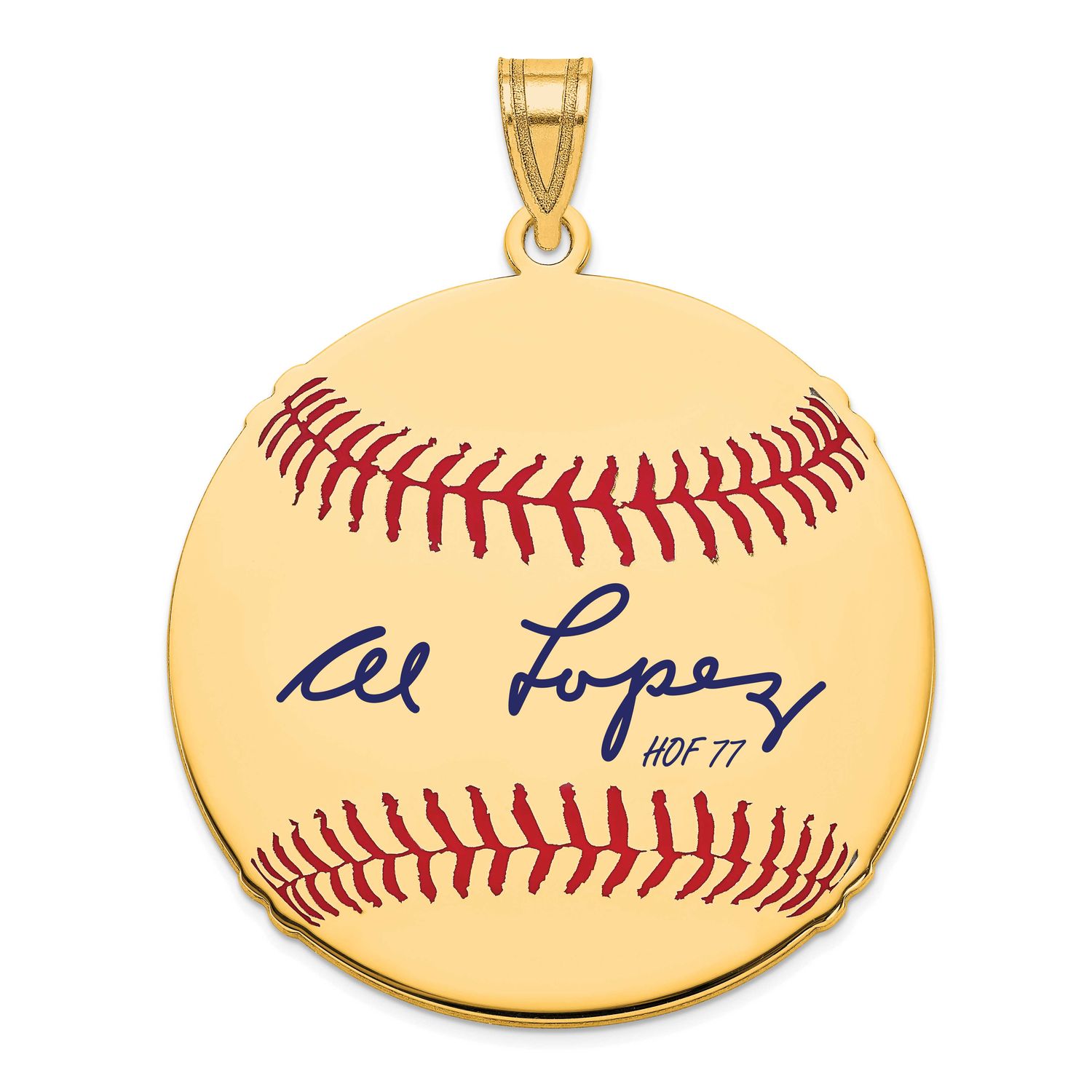 Al Lopez Hall of Fame Signature Large Epoxy Baseball Pendant Gold-plated Sterling Silver GPHF02AL77…